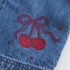 Denim Cherry Graphic Mini Dress