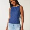 Denim Open-Back Top