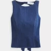 Denim Open-Back Top