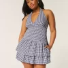 Double-Tier Smocked Halter Skort Dress