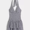 Double-Tier Smocked Halter Skort Dress