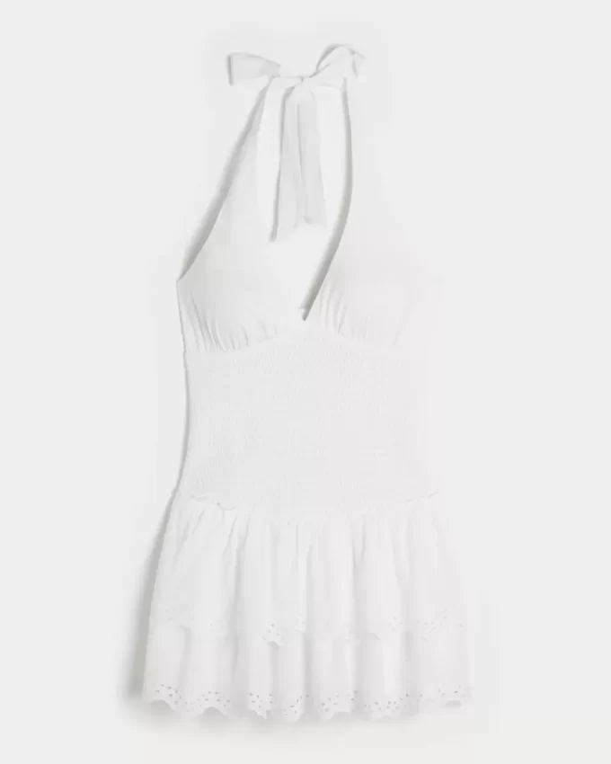 Double-Tier Smocked Halter Skort Dress