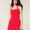 Drop-Waist Halter Mini Dress
