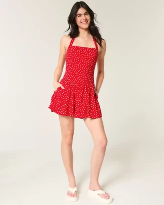 Drop-Waist Halter Mini Dress