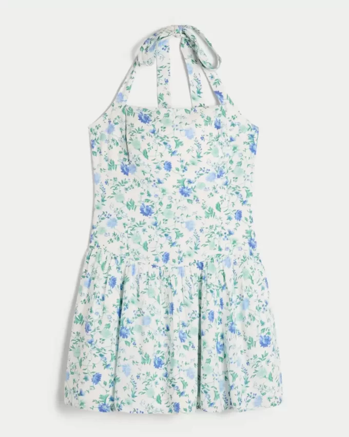 Drop Waist Halter Mini Dress