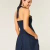 Drop Waist Halter Mini Dress