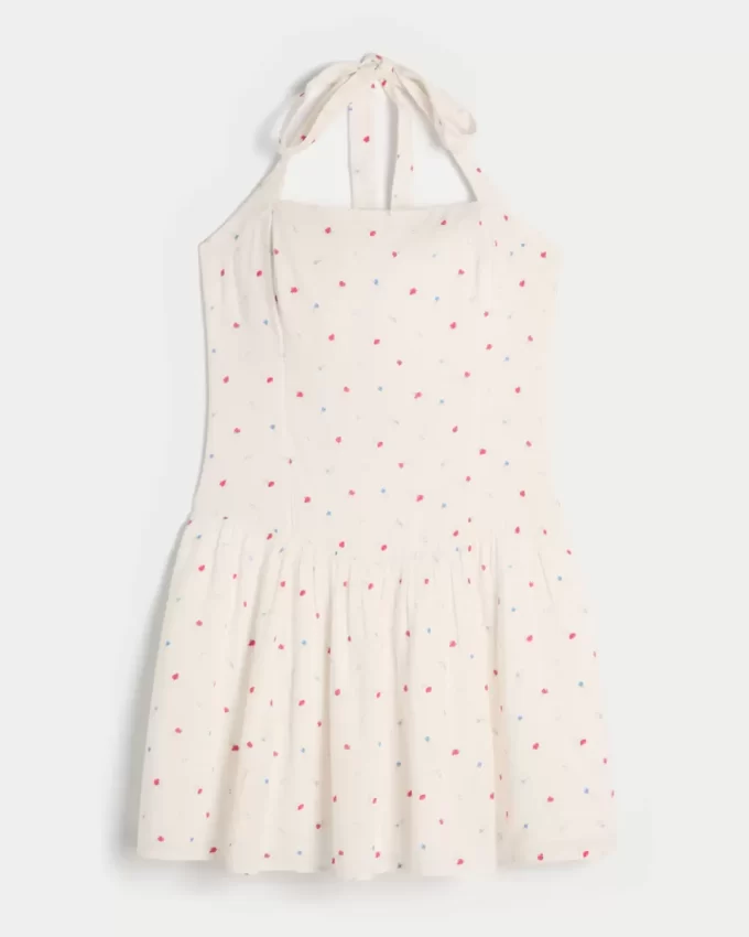 Drop-Waist Halter Mini Dress