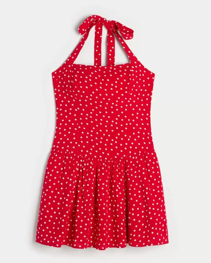 Drop-Waist Halter Mini Dress