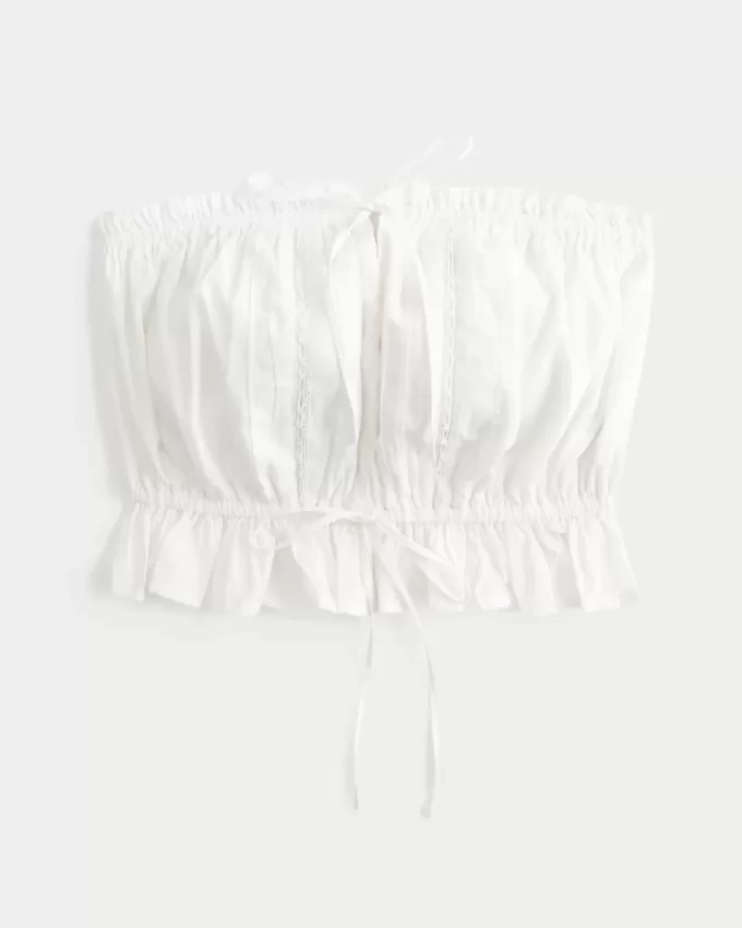Easy Crop Strapless Lace Inset Tube Top