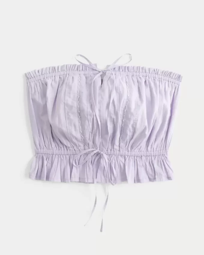 Easy Crop Strapless Lace Inset Tube Top