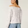 Easy Double Off-the-Shoulder Camo Pattern Sweatshirt