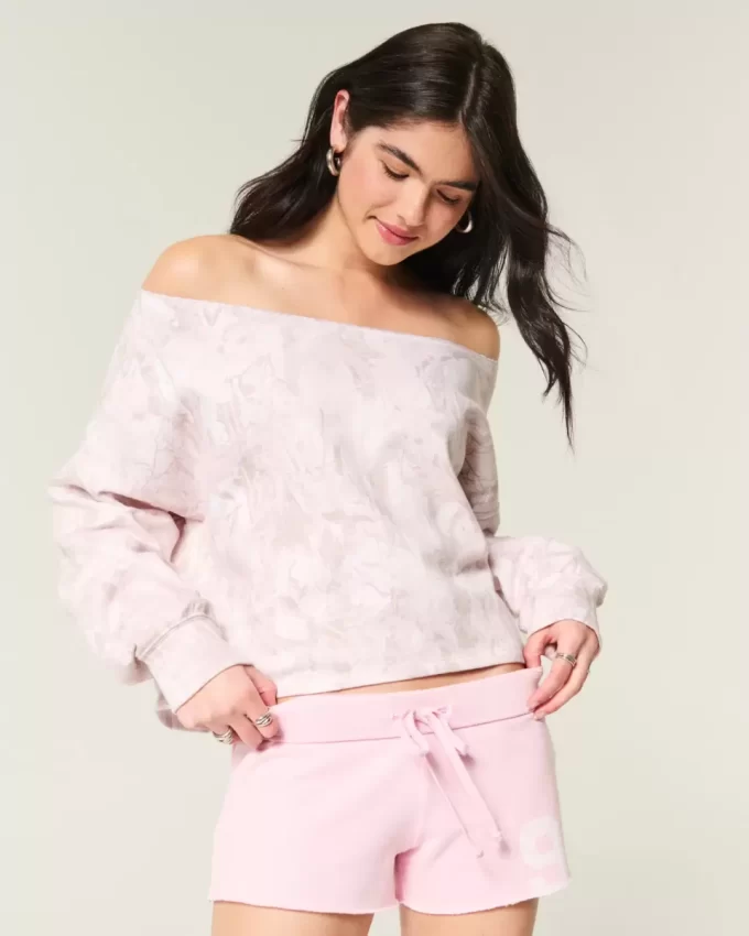 Easy Double Off-the-Shoulder Camo Sweatshirt