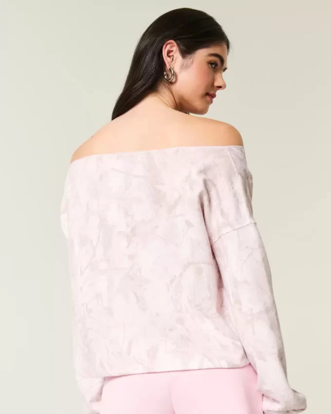 Easy Double Off-the-Shoulder Camo Sweatshirt