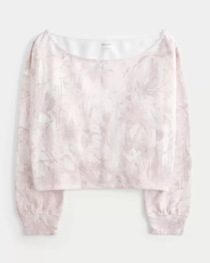 Easy Double Off-the-Shoulder Camo Sweatshirt