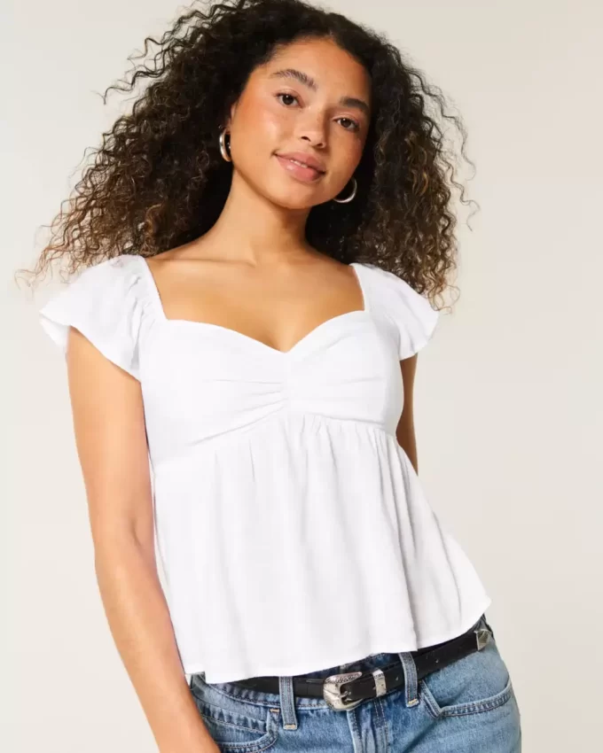 Easy Flutter Sleeve Babydoll Top
