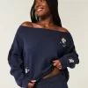 Easy Graphic Double Off-the-Shoulder Sweatshirt