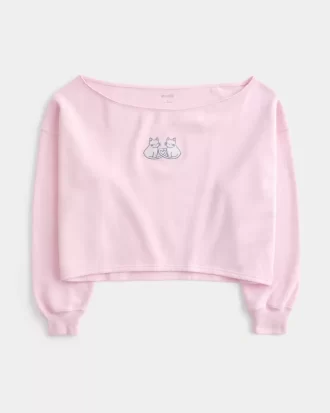 Easy Graphic Double Off-the-Shoulder Sweatshirt