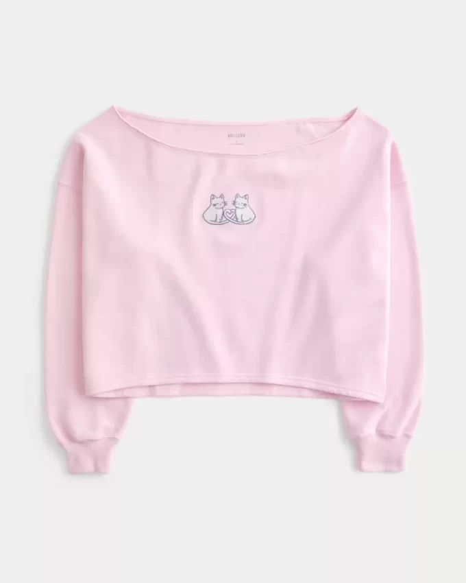 Easy Graphic Double Off-the-Shoulder Sweatshirt