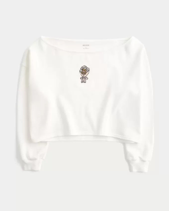 Easy Graphic Double Off-the-Shoulder Sweatshirt