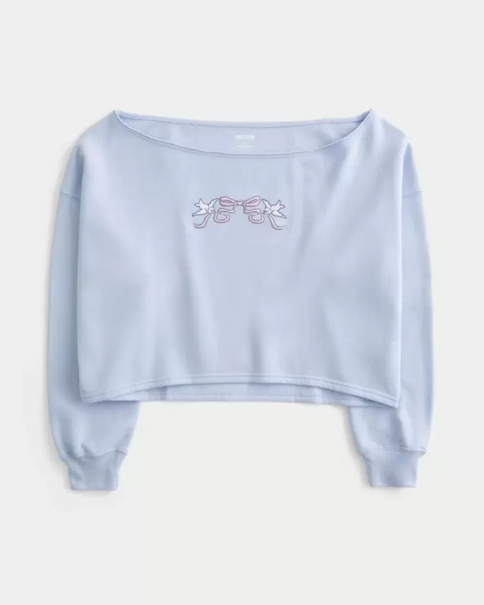 Easy Graphic Double Off-the-Shoulder Sweatshirt