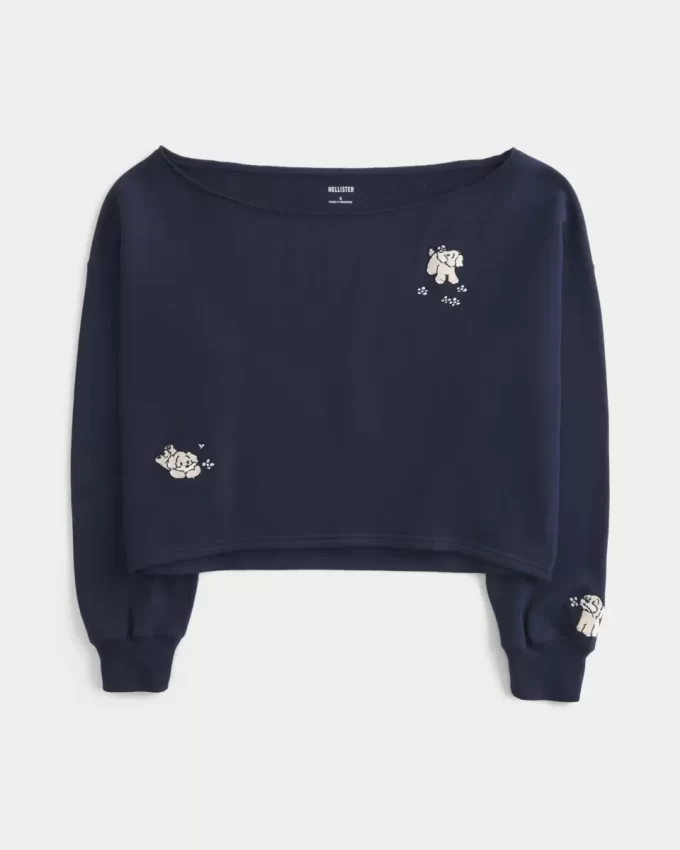 Easy Graphic Double Off-the-Shoulder Sweatshirt