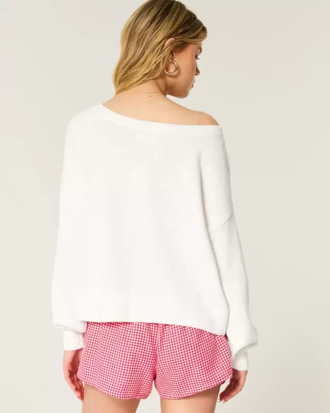 Easy Heart Graphic Off-the-Shoulder Sweater