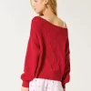 Easy Heart Pattern Off-the-Shoulder Sweater