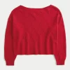 Easy Heart Pattern Off-the-Shoulder Sweater