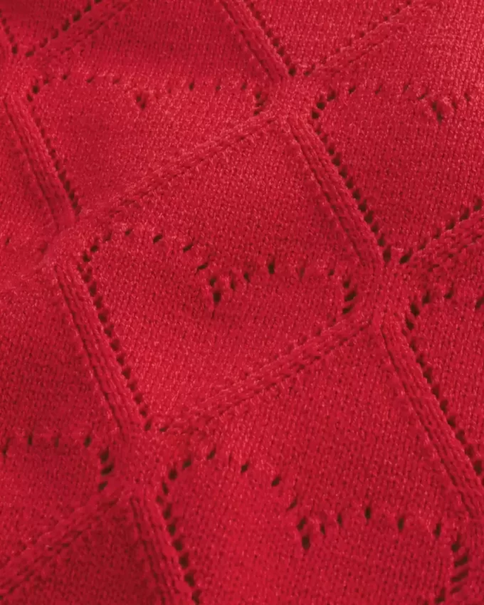 Easy Heart Pattern Off-the-Shoulder Sweater