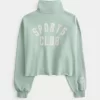 Easy New York Graphic Half-Zip Cutoff Sweatshirt