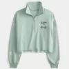 Easy New York Graphic Half-Zip Cutoff Sweatshirt