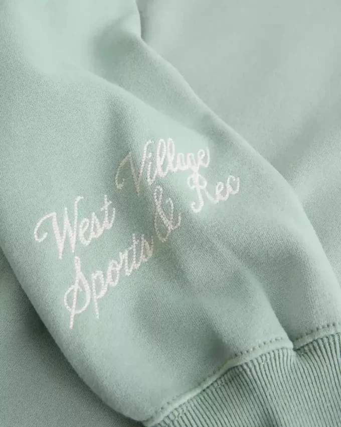 Easy New York Graphic Half-Zip Cutoff Sweatshirt