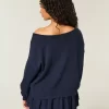 Easy Off-the-Shoulder Dog Graphic Sweater