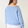 Easy Off-the-Shoulder Making Waves Graphic Crew Sweatshirt
