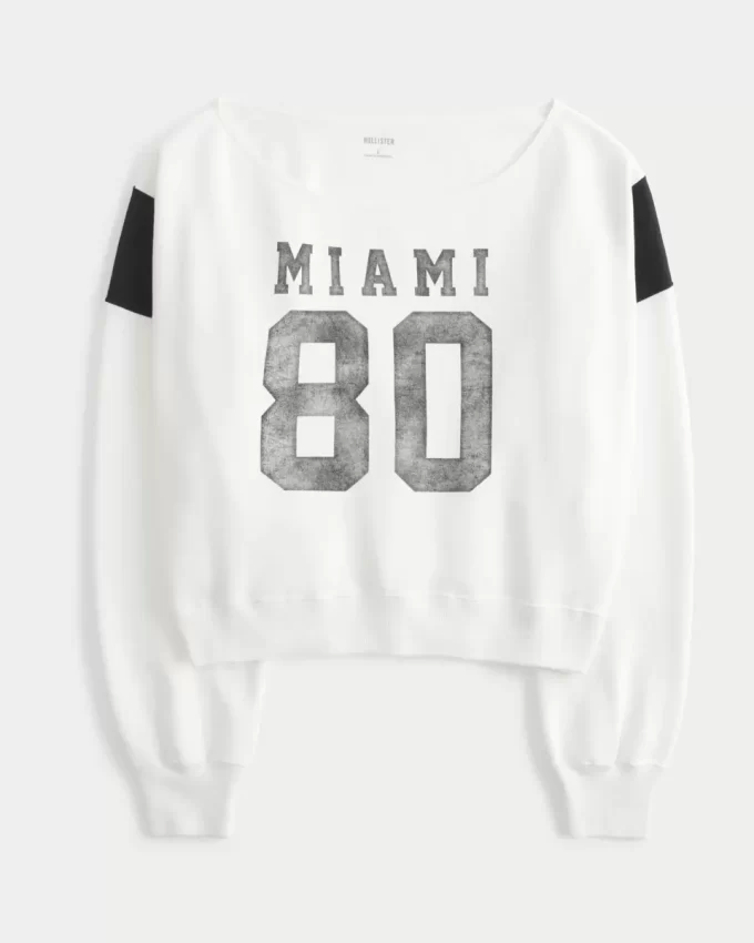 Easy Off-the-Shoulder Miami Graphic Sweatshirt