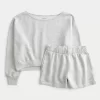 Easy Off-the-Shoulder Sweatshirt & Fleece Shorts Set