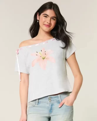 Easy Off-the-Shoulder Tie T-Shirt