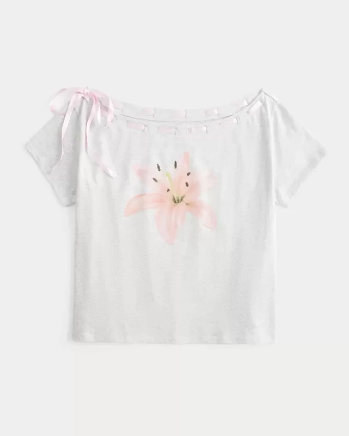 Easy Off-the-Shoulder Tie T-Shirt