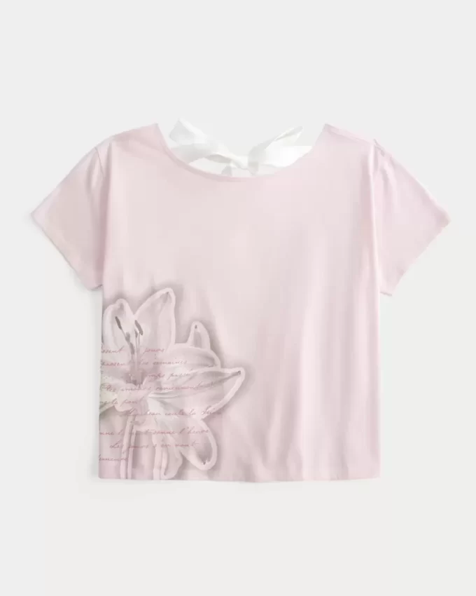 Easy Ribbon Tie-Back Floral Graphic Tee