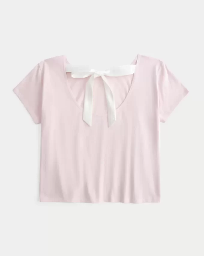 Easy Ribbon Tie-Back Floral Graphic Tee