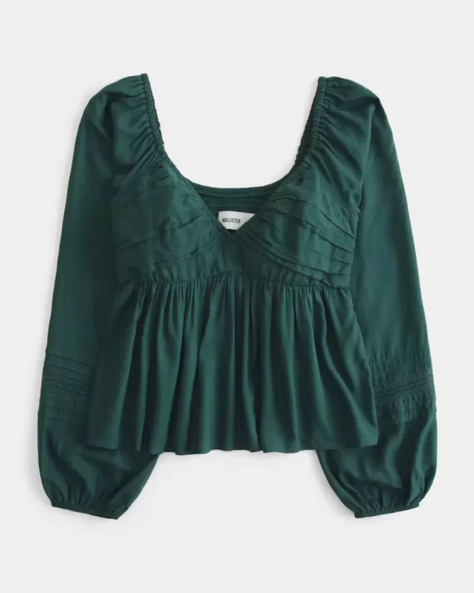 Easy Ruched Bust Babydoll Top