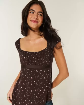 Easy Satin Tie Babydoll Top