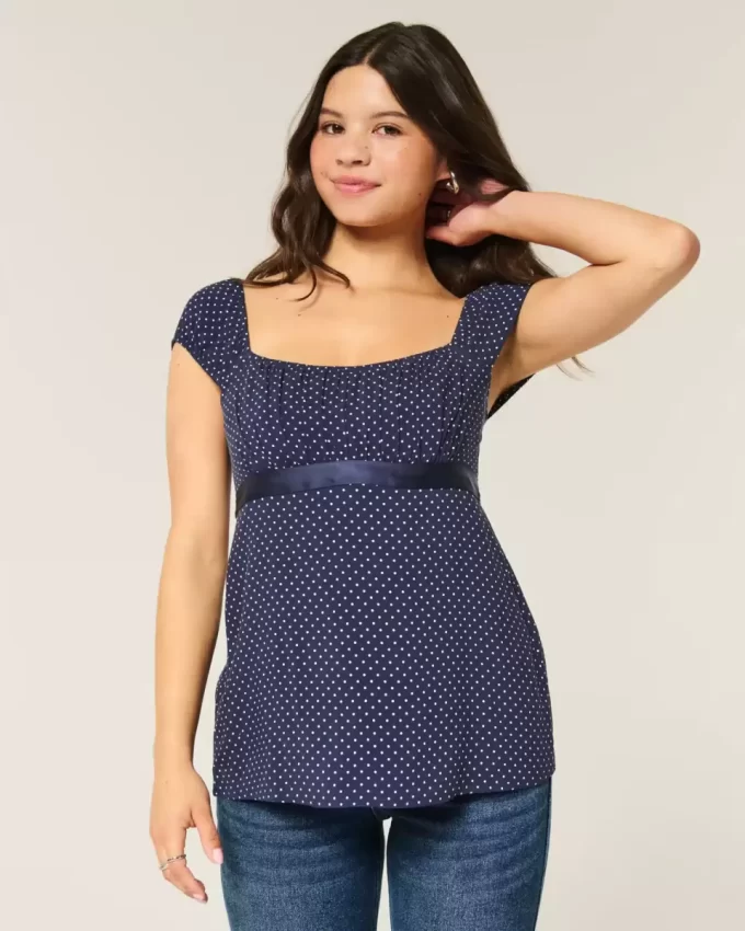 Easy Satin Tie Babydoll Top