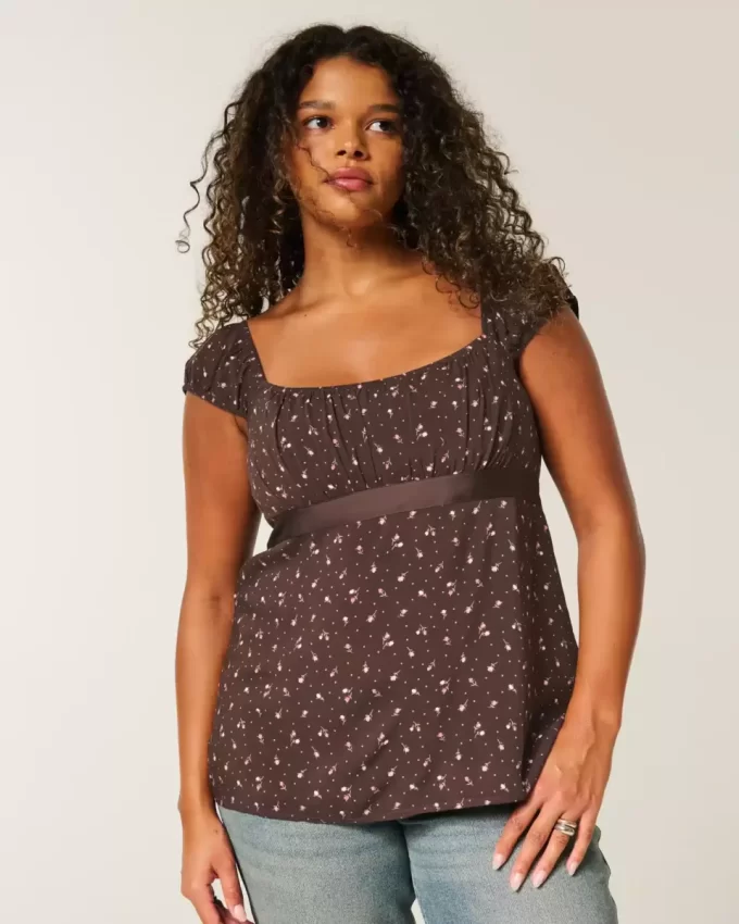 Easy Satin Tie Babydoll Top