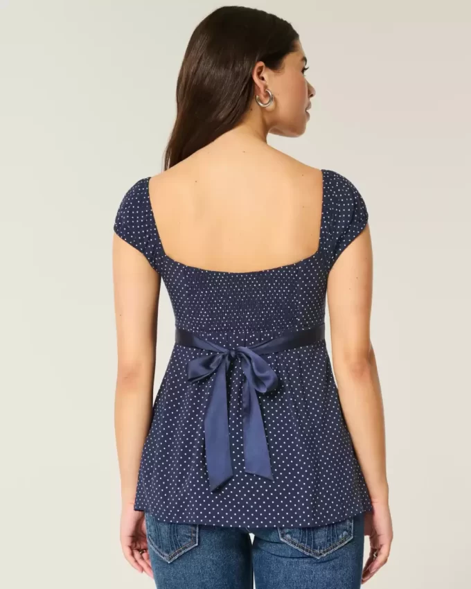 Easy Satin Tie Babydoll Top
