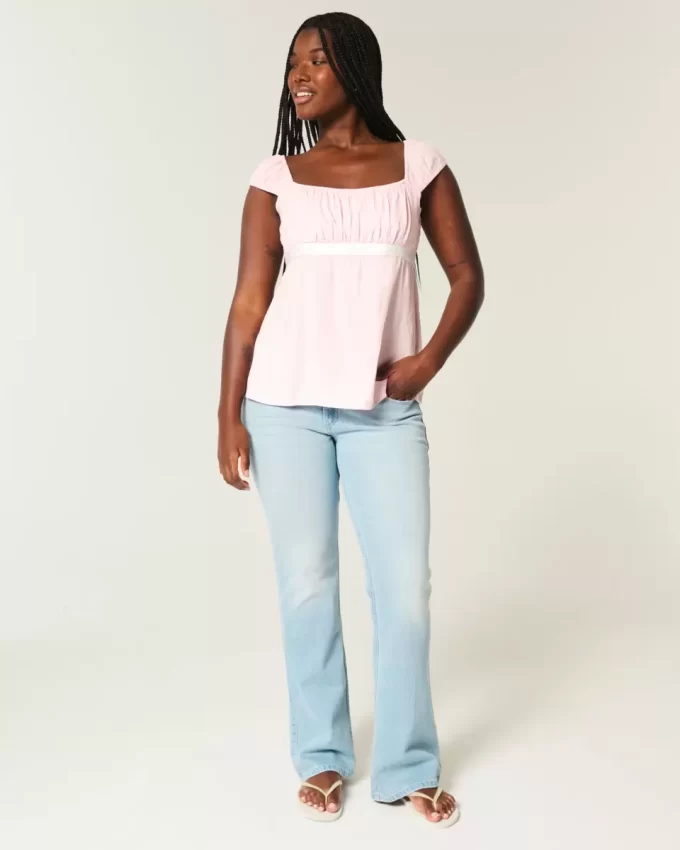 Easy Satin Tie Babydoll Top