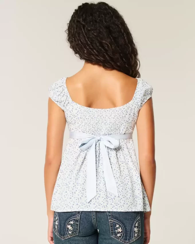 Easy Satin Tie Babydoll Top