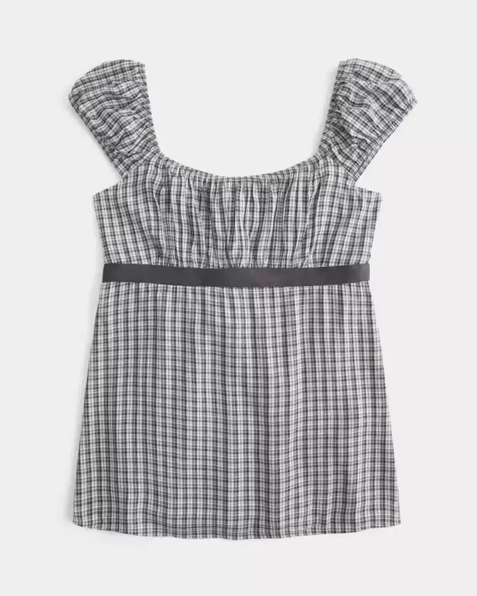 Easy Satin Tie Babydoll Top