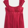 Easy Satin Tie Babydoll Top