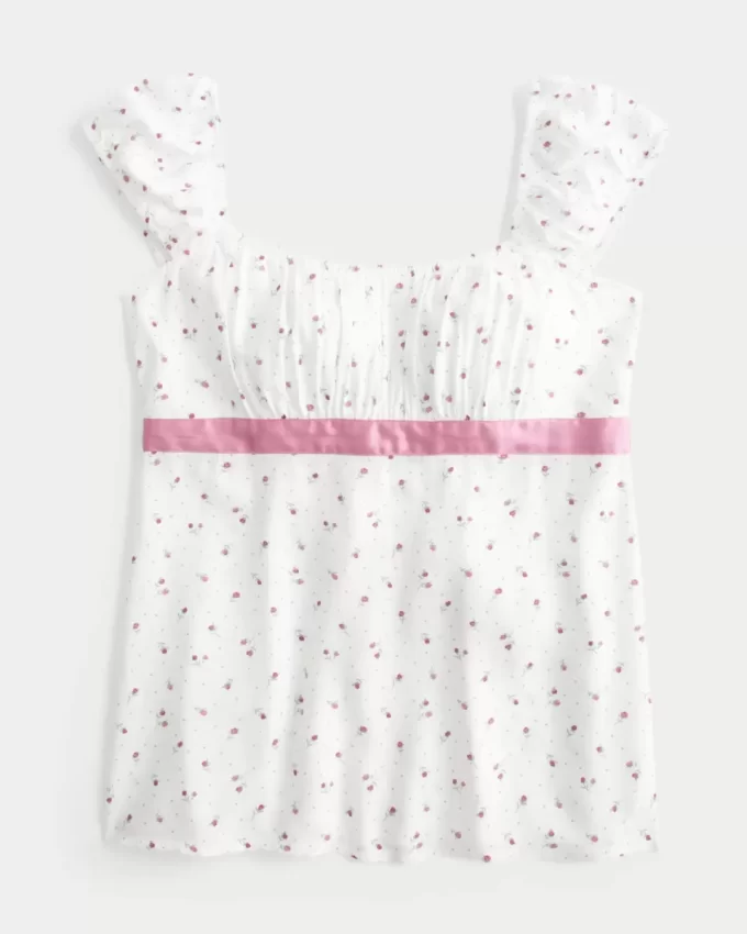 Easy Satin Tie Babydoll Top